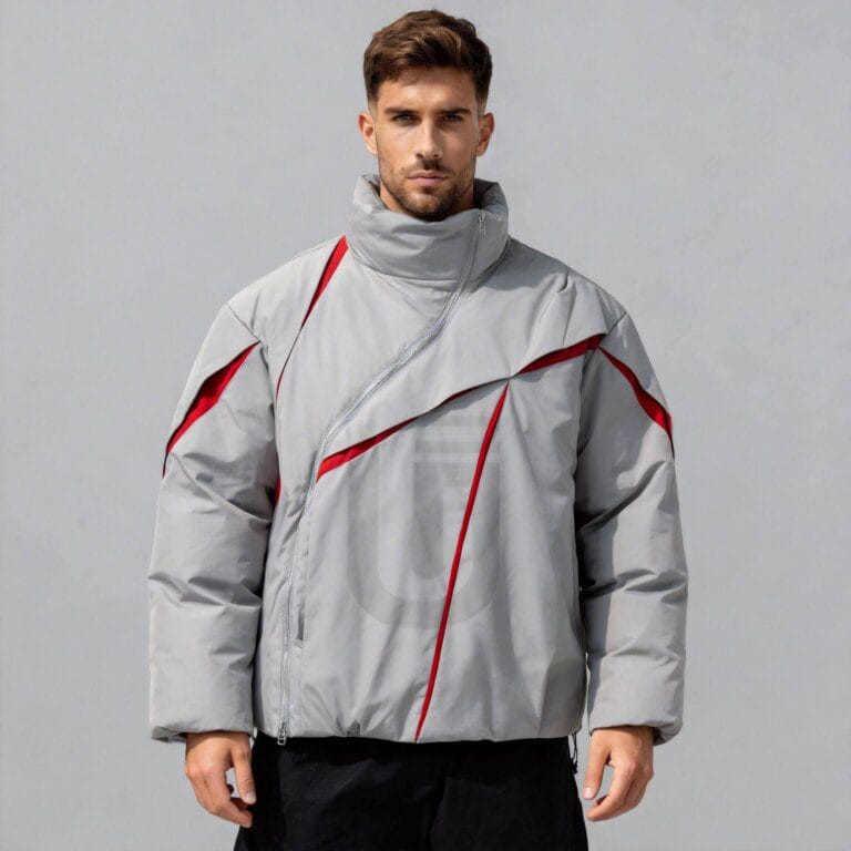 Jimeng 2026 04 01 8677 将第一张图片中的模特与第二张图片中的夹克结合，生成模特穿着该夹克的上半身正面照片...