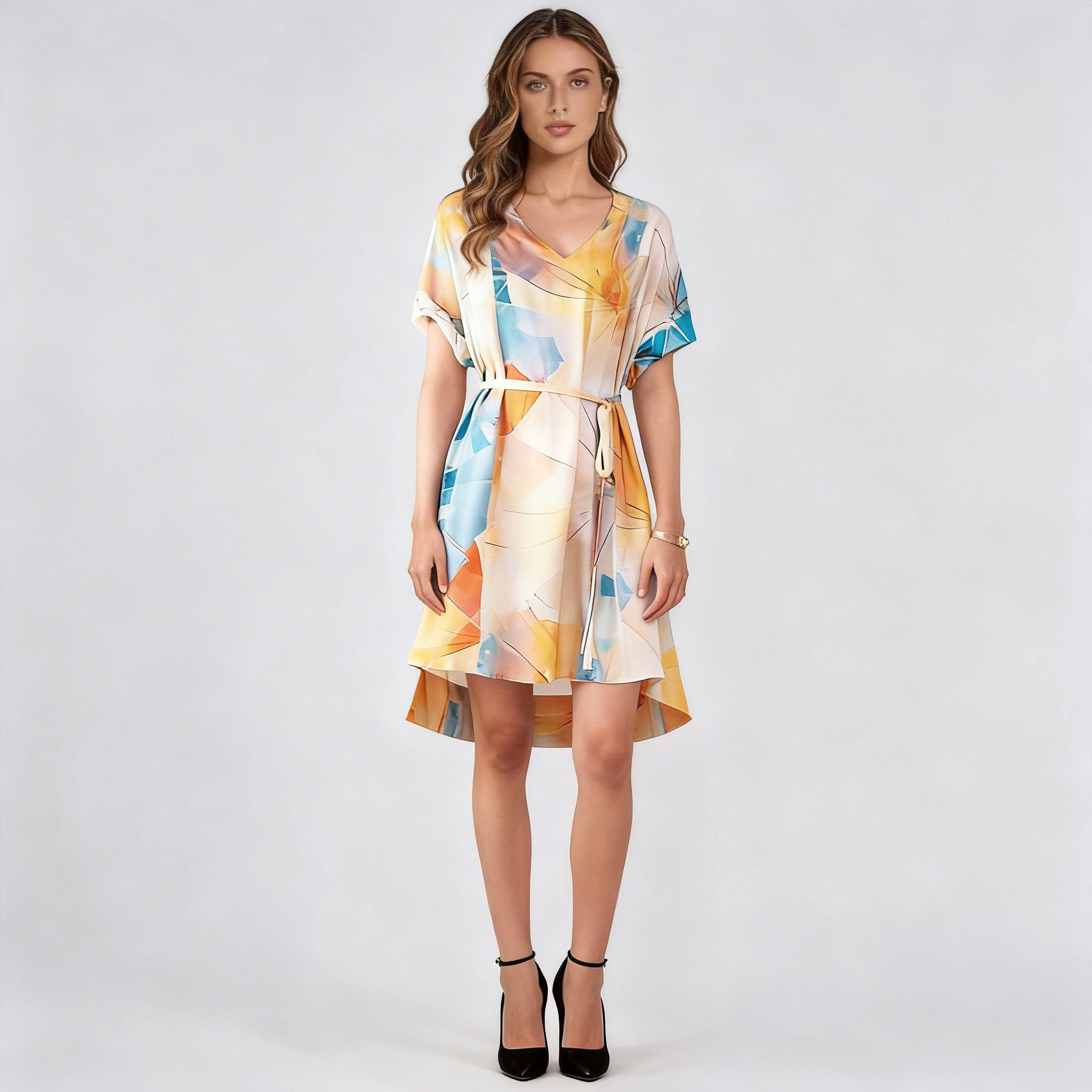 Woven Digital Print Dress Side View