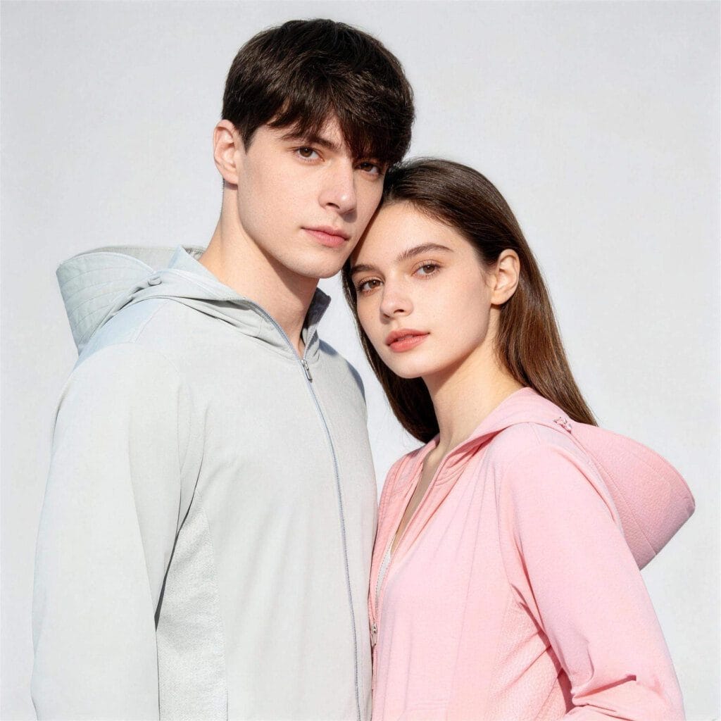 Gray Lightweight Sun Protection Jacket Front View