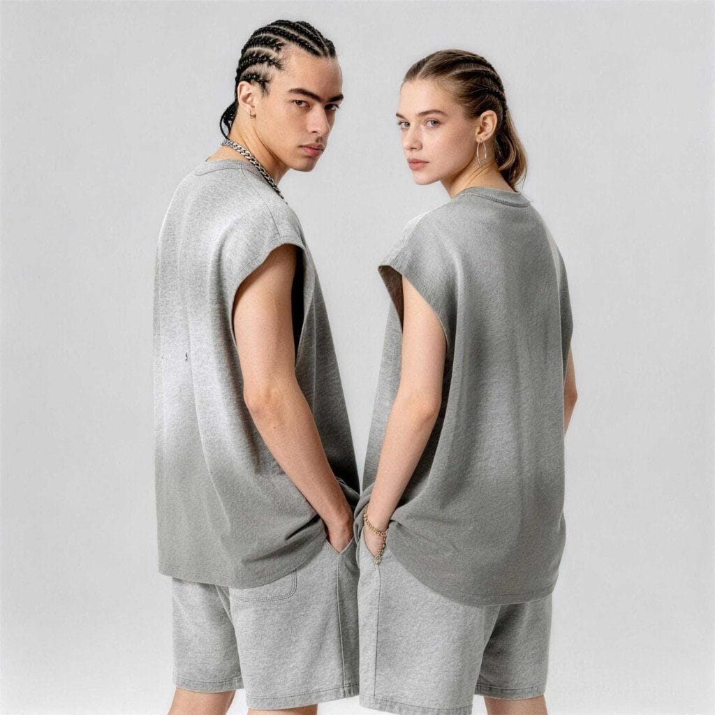 Premium Cotton Sleeveless Shirts Wholesale Fabric Stitching Detail