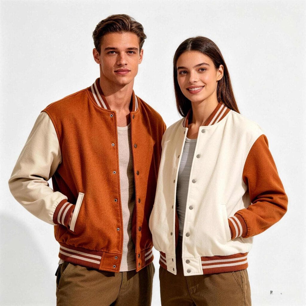 Brown Campus Jackets Wholesale Varsity Wool Leather Sleeves