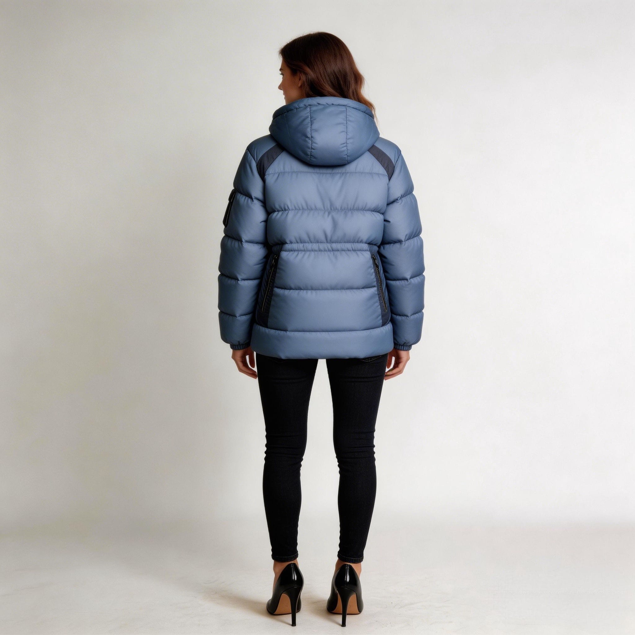 Custom Women'S Down And Puffer Jackets - Back View Puffer Style