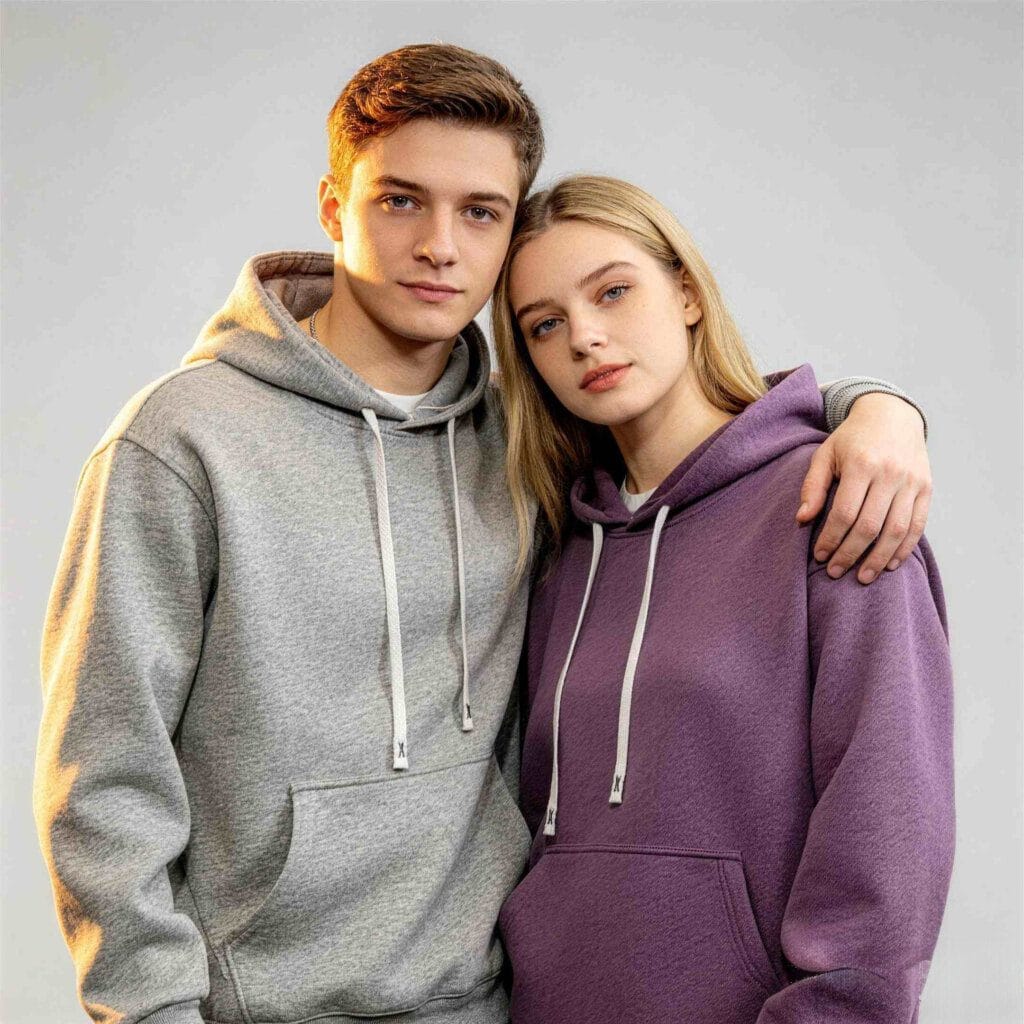 Purple Fleece **Hoodies** Wholesale Pullover Kangaroo Pocket