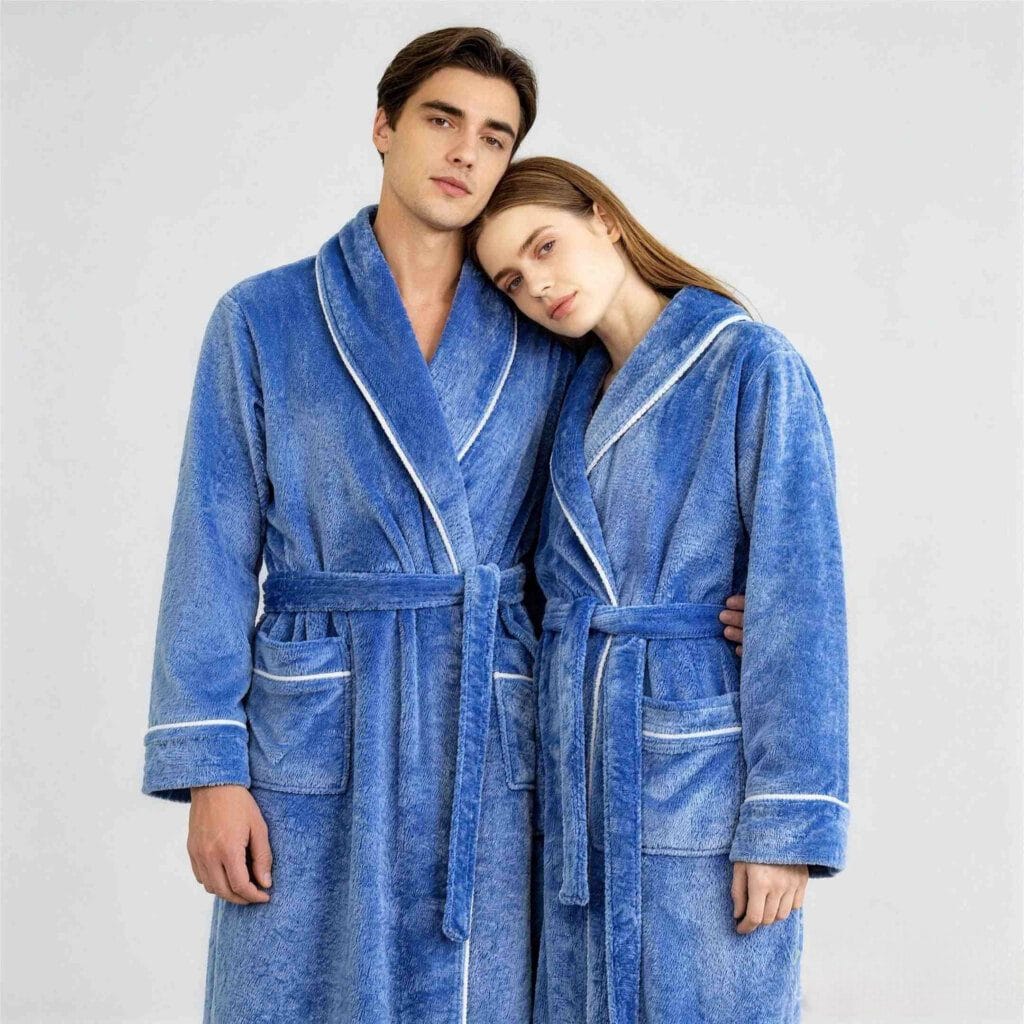 Blue Cotton **Robes** Wholesale Plush Fleece Hotel Style