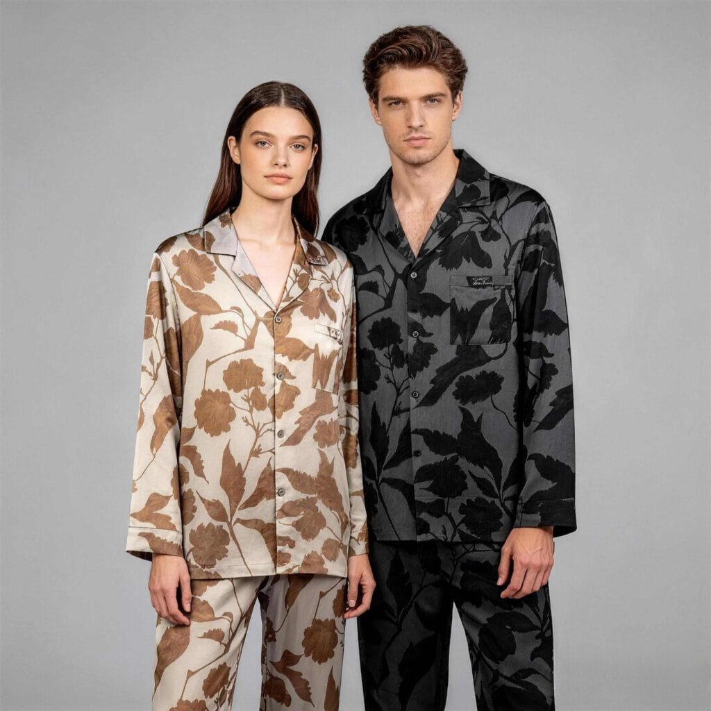 Floral Print Pajama Set Women Long Sleeve Button Front