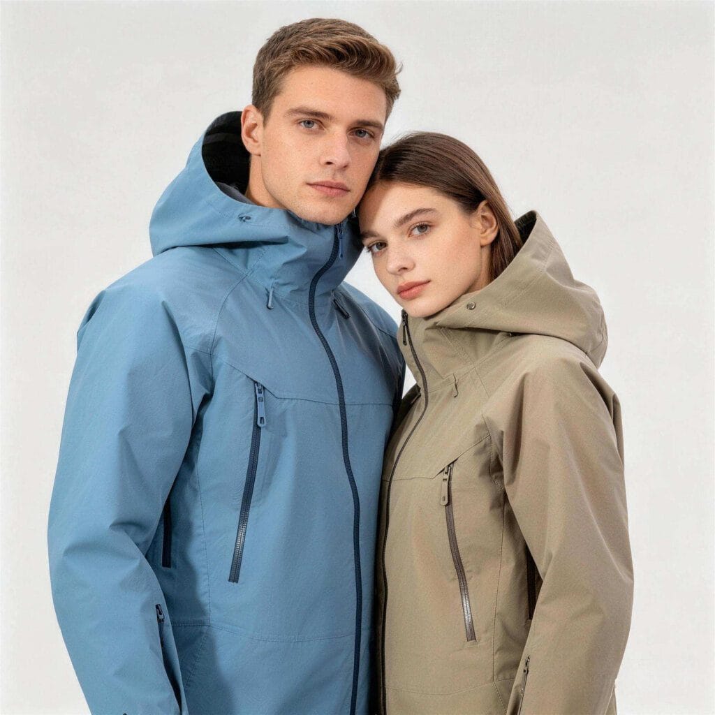 Blue Waterproof Softshell Jacket Side View For Outdoor Activities