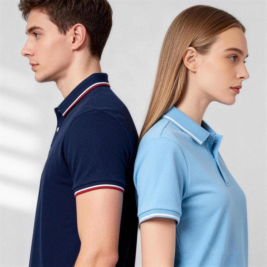 Black Custom **Polo Shirts** Wholesale Contrast Tipping