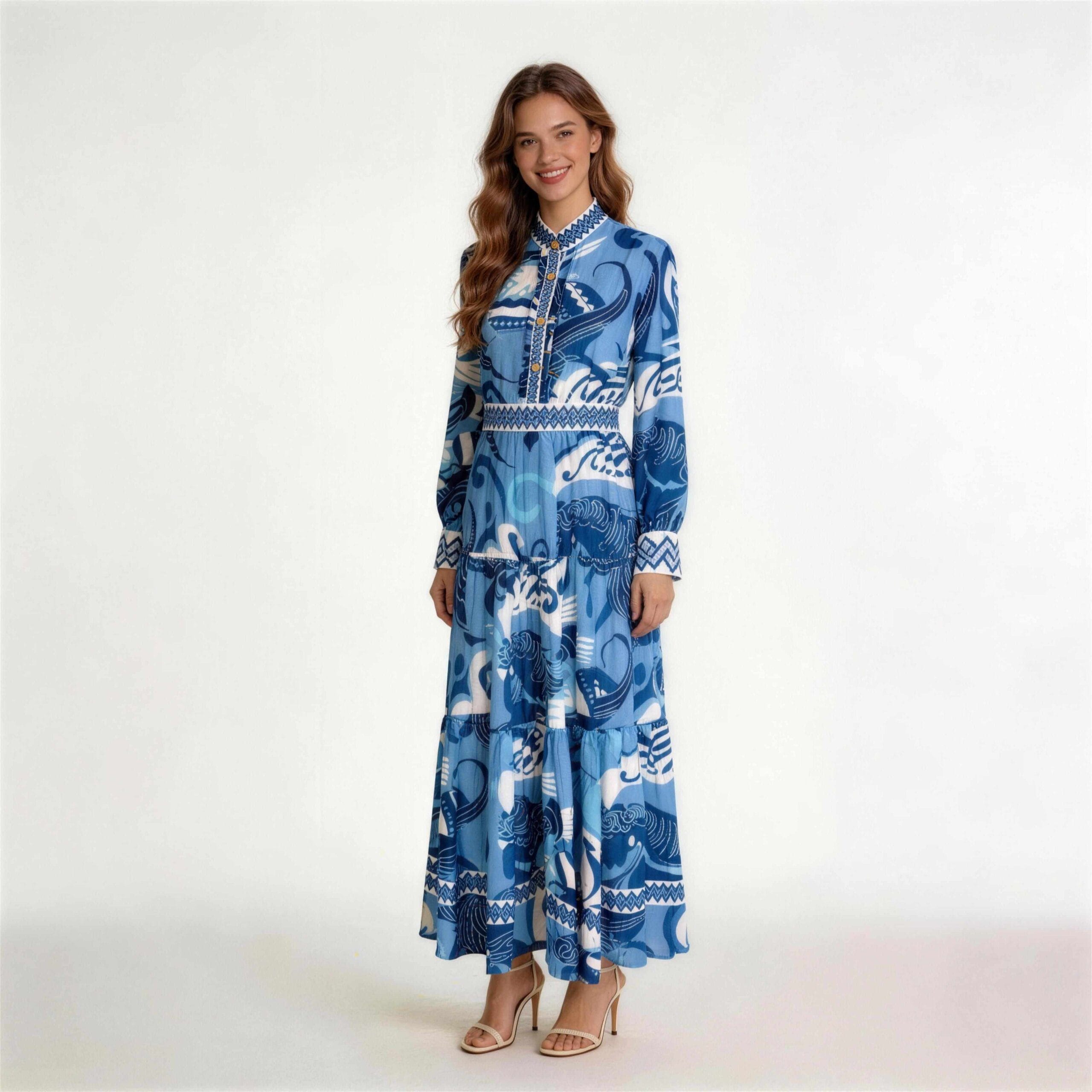 Custom Cotton Printed Dresses Front View