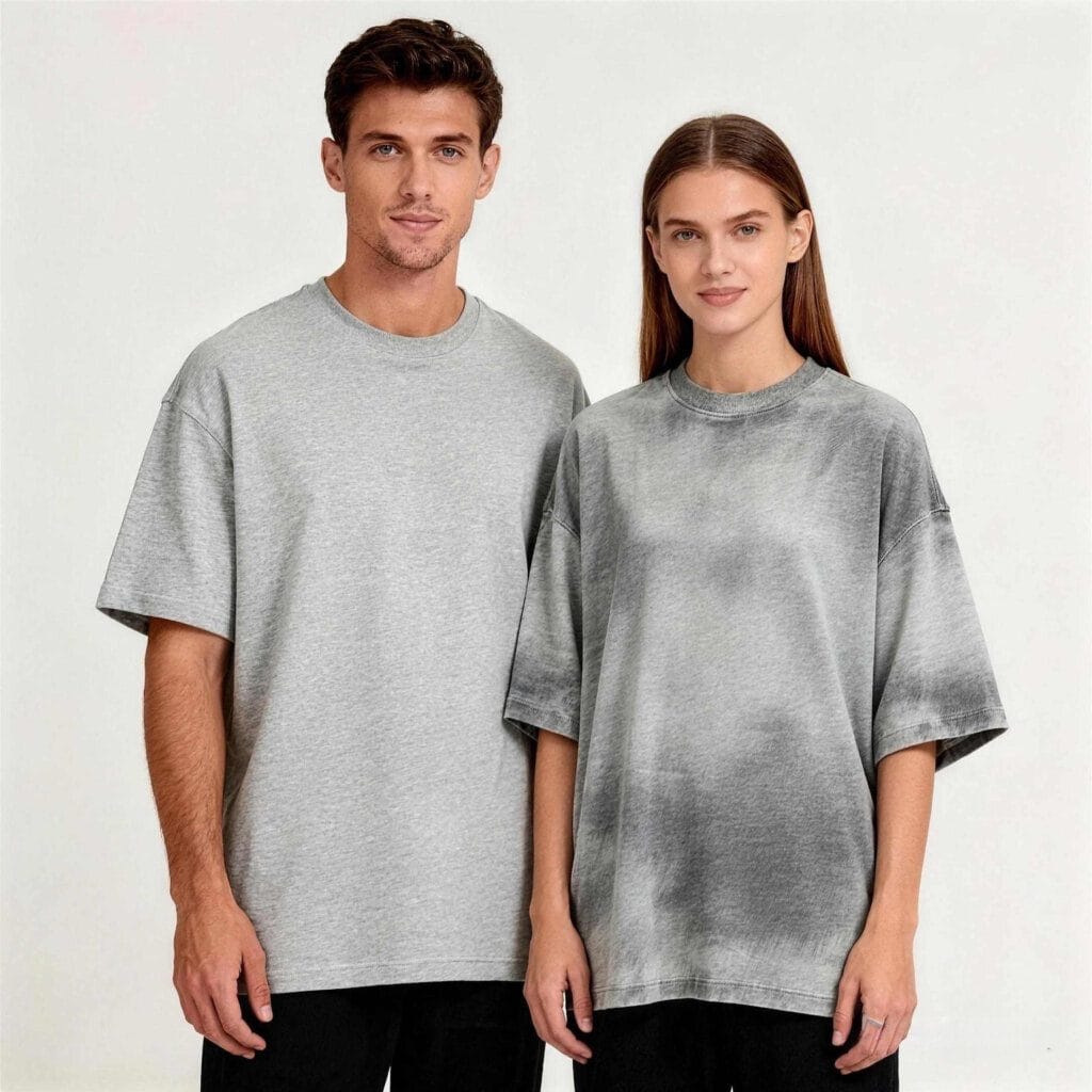 Gray Oversized T-Shirts Wholesale Cotton Crew Neck