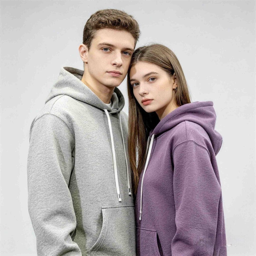 Gray Custom **Hoodies** Wholesale Drawstring Hood Detail