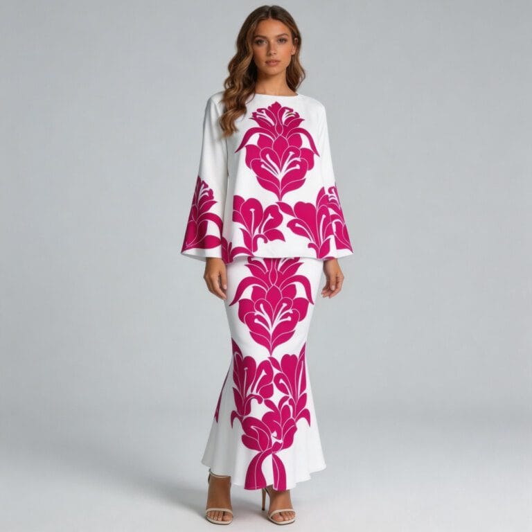 Custom Floral Print Two-Piece Dress