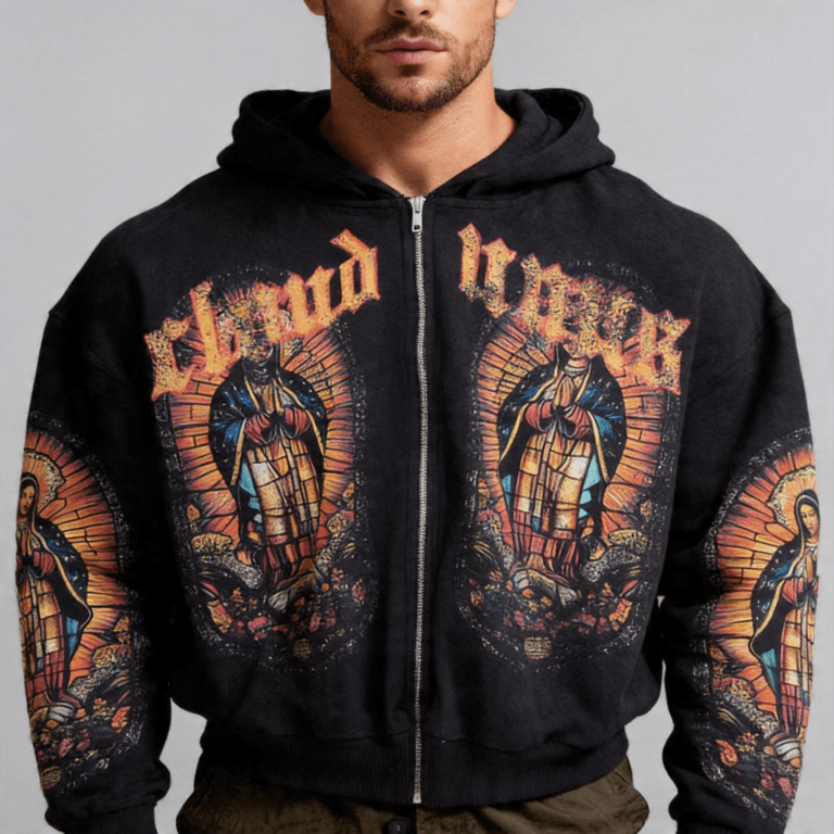 Jimeng 2026 04 15 1505 将模特1 与连帽衫正面2 结合，生成模特穿着该连帽衫的正面上半身照片，背景为纯浅...