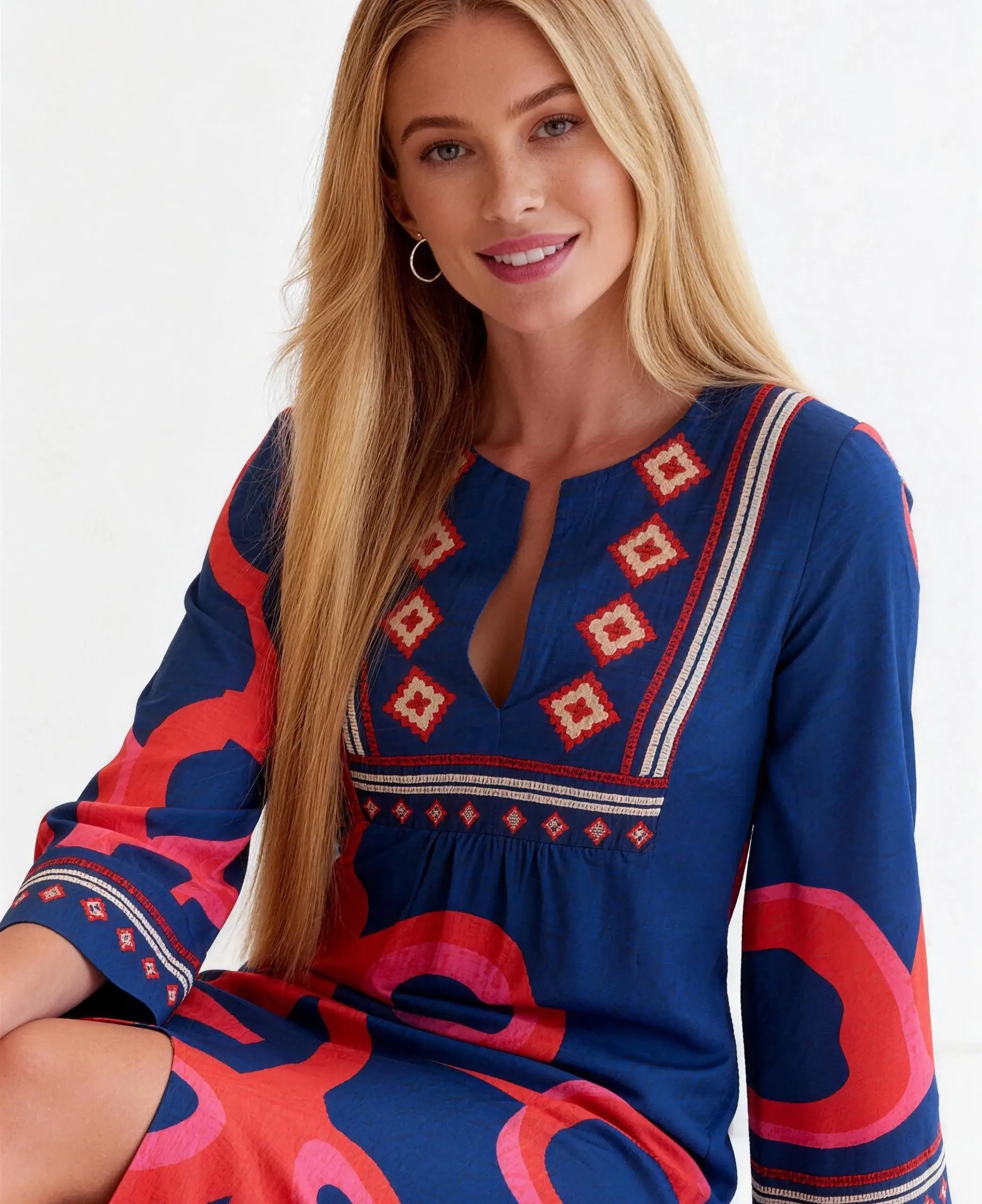 Custom Women'S Apparel Manufacturer Omj Polyester Dtg Printed Dresses