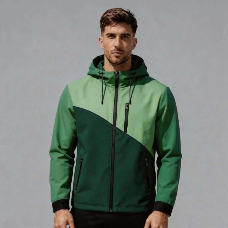 Men's Green Two-Tone Colorblock Hooded Jacket – Custom OEM Manufacturer China