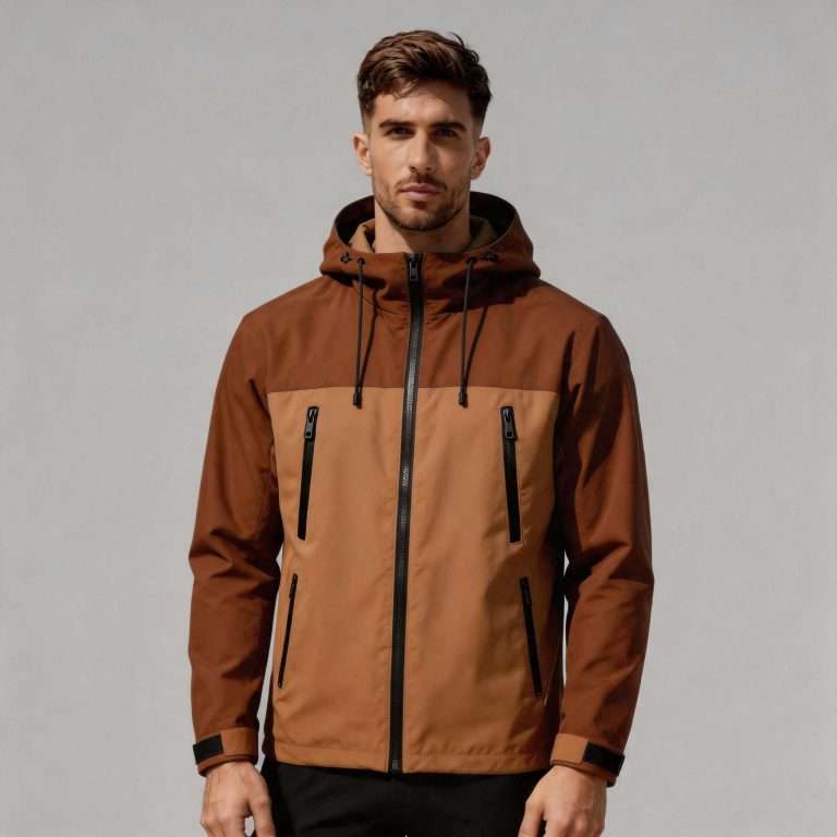 Men's Two-Tone Colorblock Hooded Outdoor Jacket Wholesale OEM China – 100% Nylon Shell